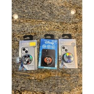 (3 Bundle) Disney Mickey Mouse Stitch Cell Phone Grip Pop Grip Brand New